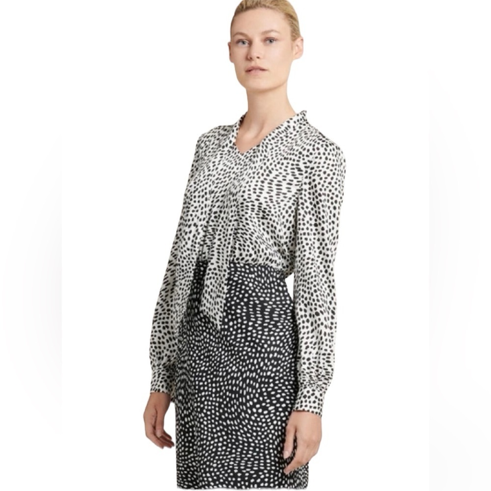 Reposhing Elegant Black and White Polka Dot Dress